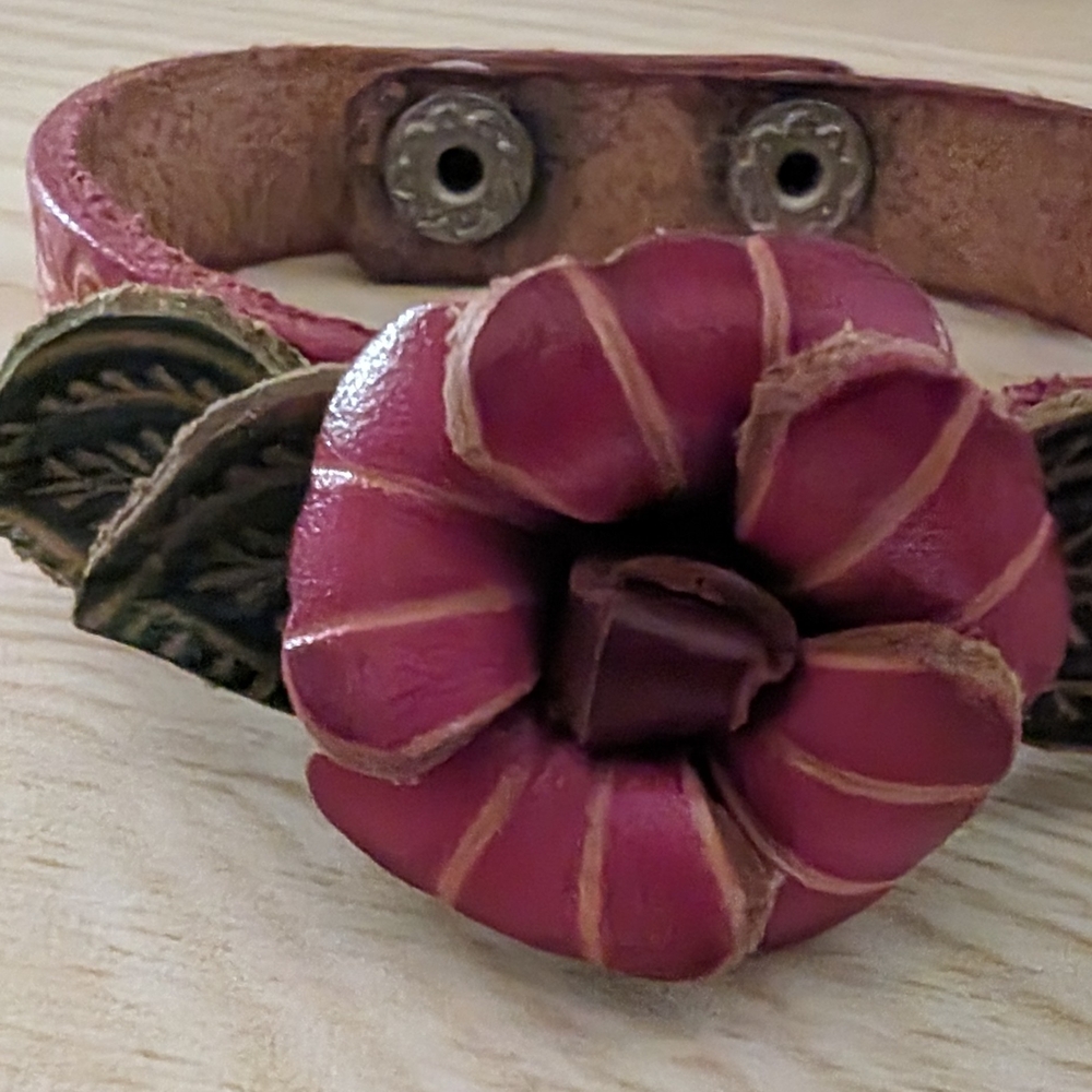 Handcrafted Leather Flower Bracelet